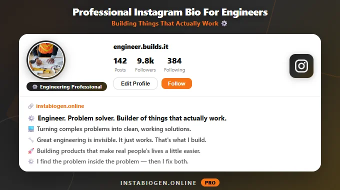 Professional Instagram Bio For Engineers